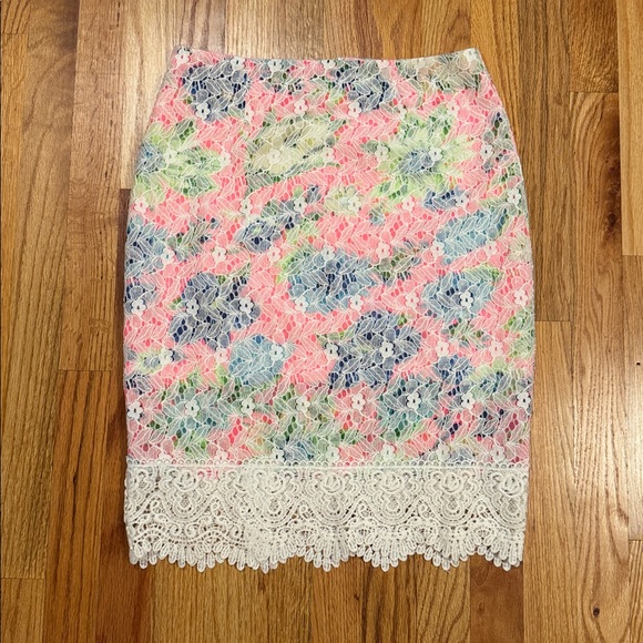 Lush Dresses & Skirts - Lush Multicolor Lace Pencil Skirt